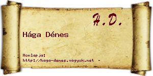 Hága Dénes névjegykártya